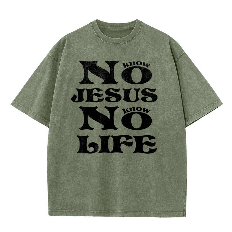 Christianartworkshop No Jesus No Life Unisex Washed T-Shirt