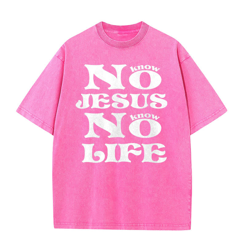 Christianartworkshop No Jesus No Life Unisex Washed T-Shirt