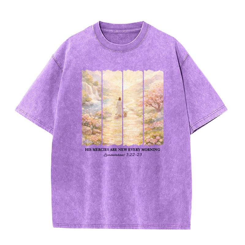 Christianartworkshop His Mercies Are New Every Morning Unisex Washed T-Shirt