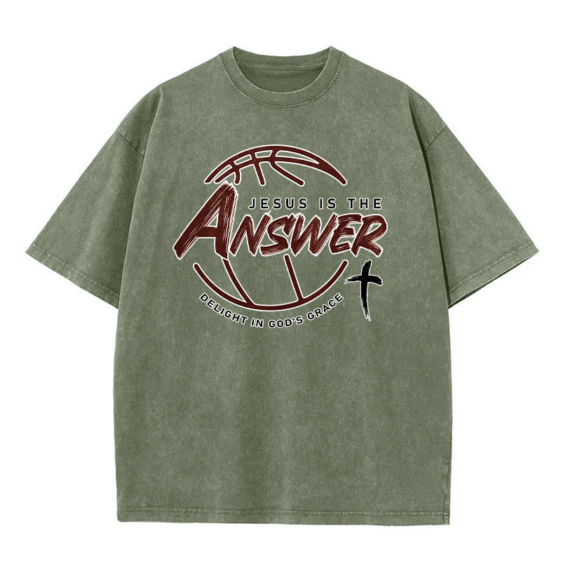 Christianartworkshop Street Style Jesus Is The Answer Unisex Washed T-Shirt