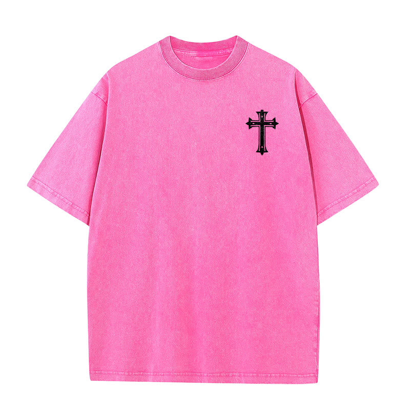 Christianartworkshop Strong Body Strong Faith Cross Crown Unisex Washed T-Shirt