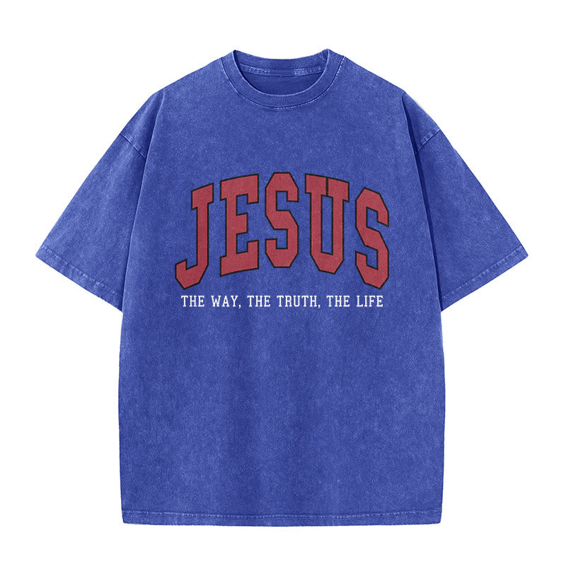 Christianartworkshop Streetwear Style "Jesus The Way The Truth The Life" Washed Unisex T-Shirt
