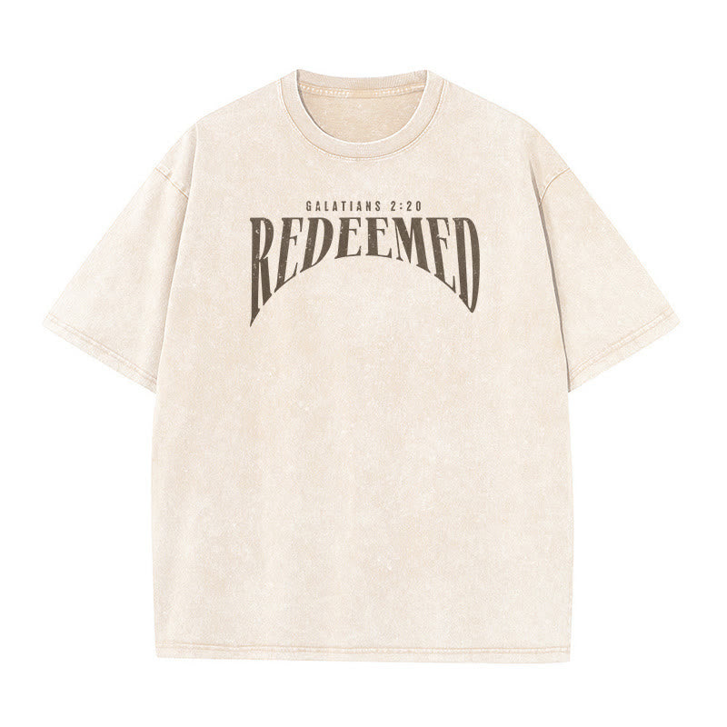 Christianartworkshop "Redeemed" Galatians 2:20 Front & Back Print Washed Unisex T-Shirt