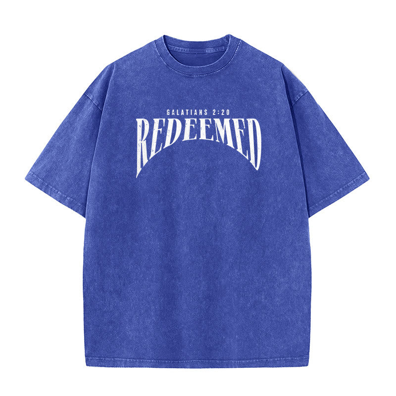 Christianartworkshop "Redeemed" Galatians 2:20 Front & Back Print Washed Unisex T-Shirt