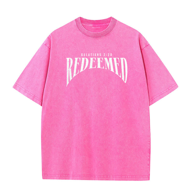 Christianartworkshop "Redeemed" Galatians 2:20 Front & Back Print Washed Unisex T-Shirt