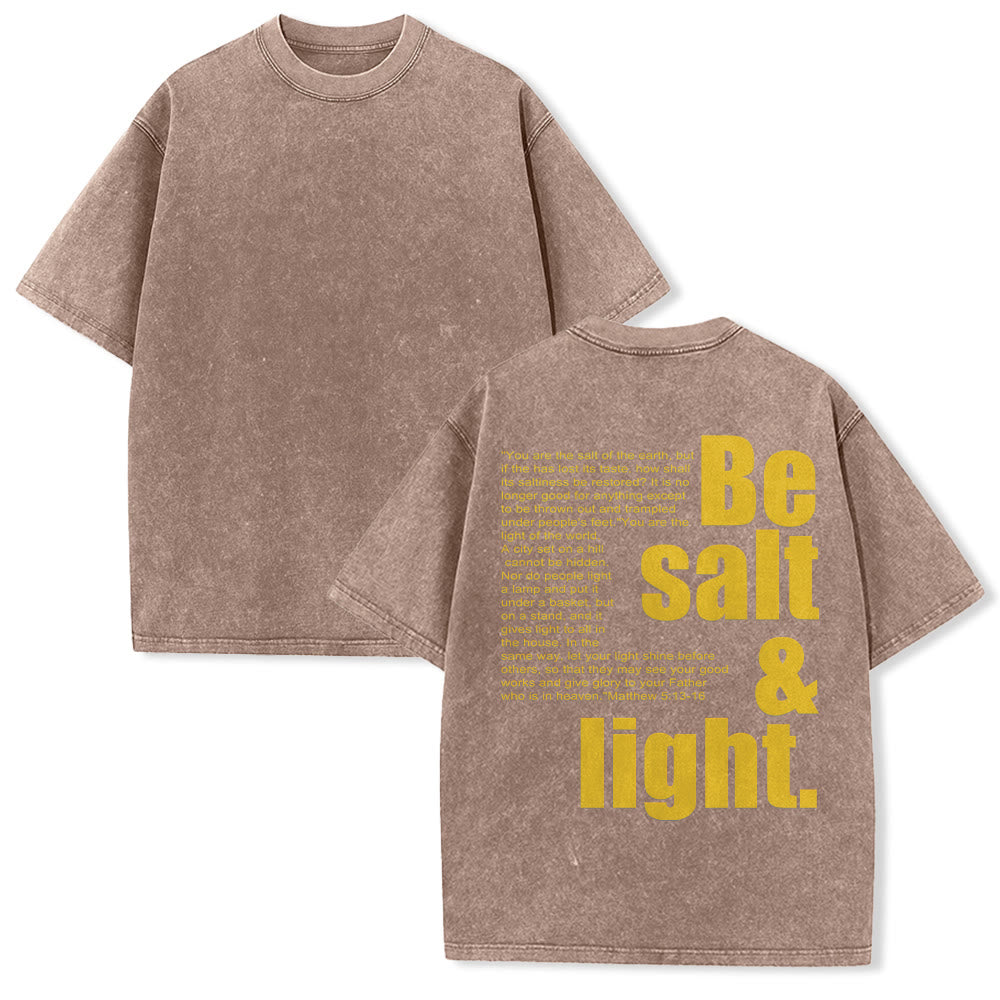 Christianartworkshop Contrast Large Small Font Salt And Light Bible Verse Back Graphic Washed Unisex T-Shirt