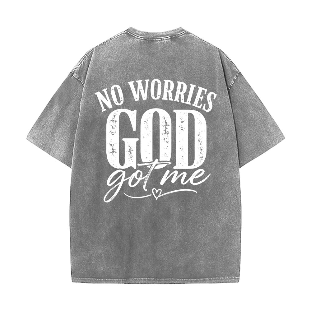 Christianartworkshop Left Chest Unafraid Cross Accent Back No Worries God Got Me Heart Detail Washed T鈥慡hirt