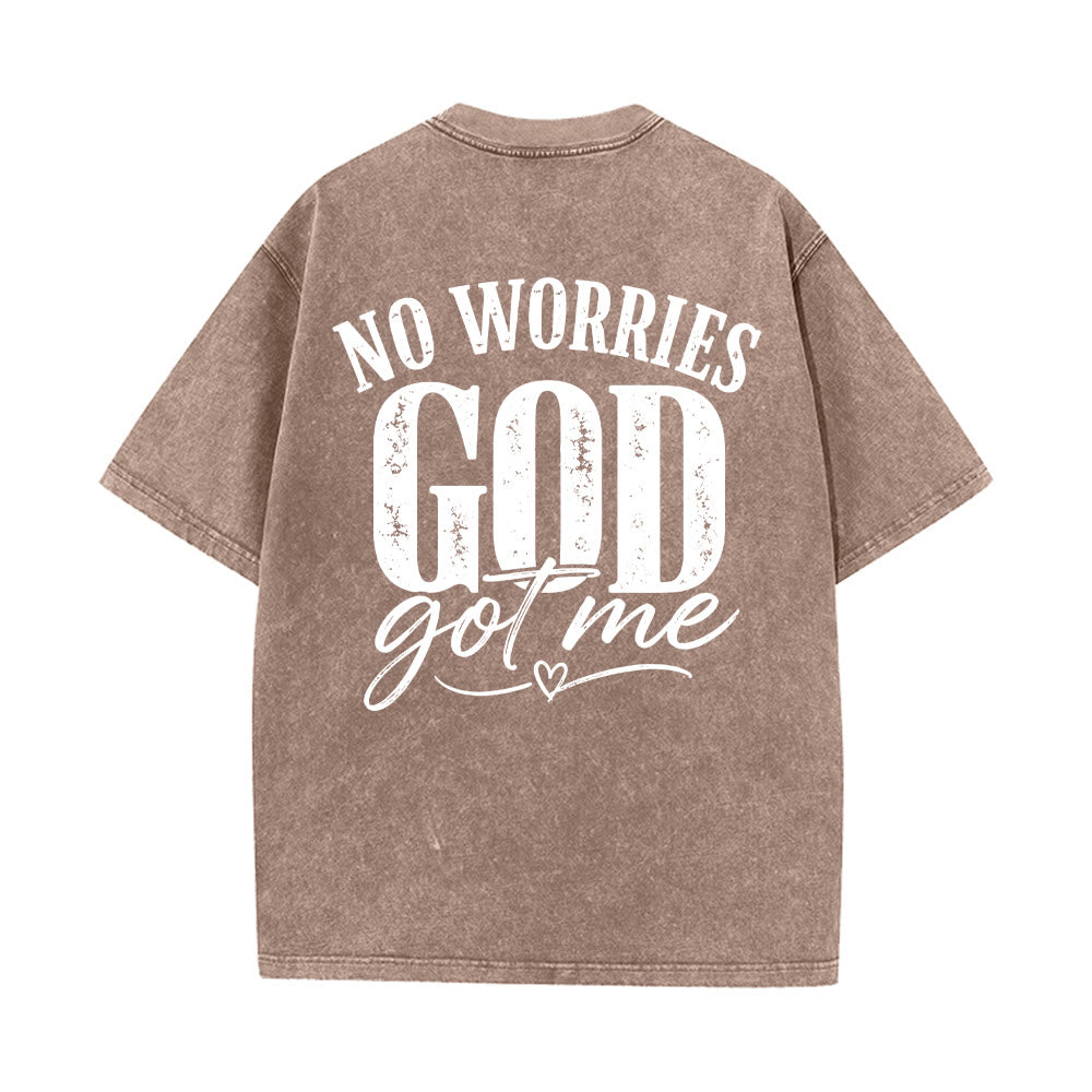 Christianartworkshop Left Chest Unafraid Cross Accent Back No Worries God Got Me Heart Detail Washed T鈥慡hirt