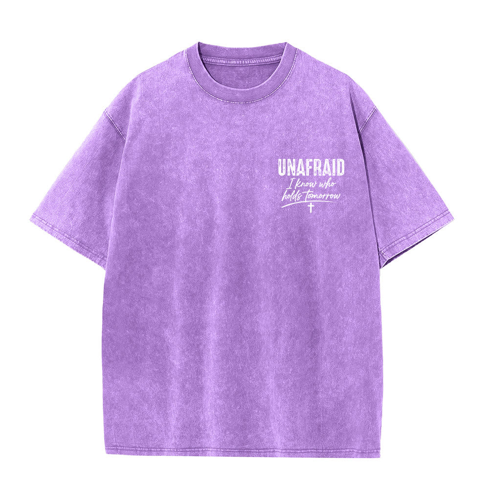 Christianartworkshop Left Chest Unafraid Cross Accent Back No Worries God Got Me Heart Detail Washed T鈥慡hirt