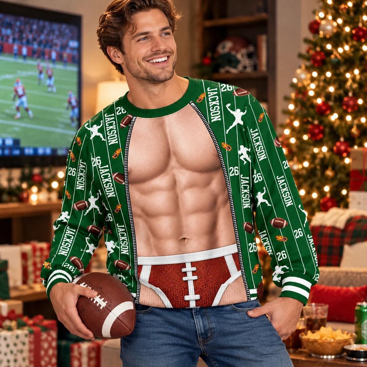 Custom American Football Player Gifts - Personalized Ugly Sweatshirt