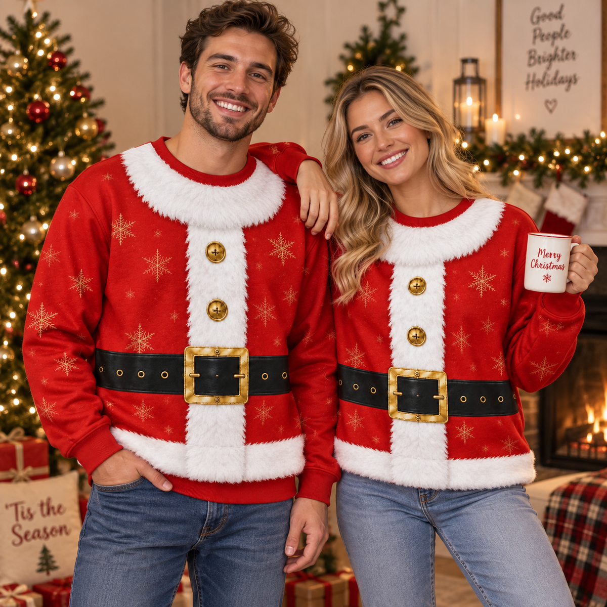 Funny Santa Suit Christmas Sweatshirt – Festive Holiday Party Pullover
