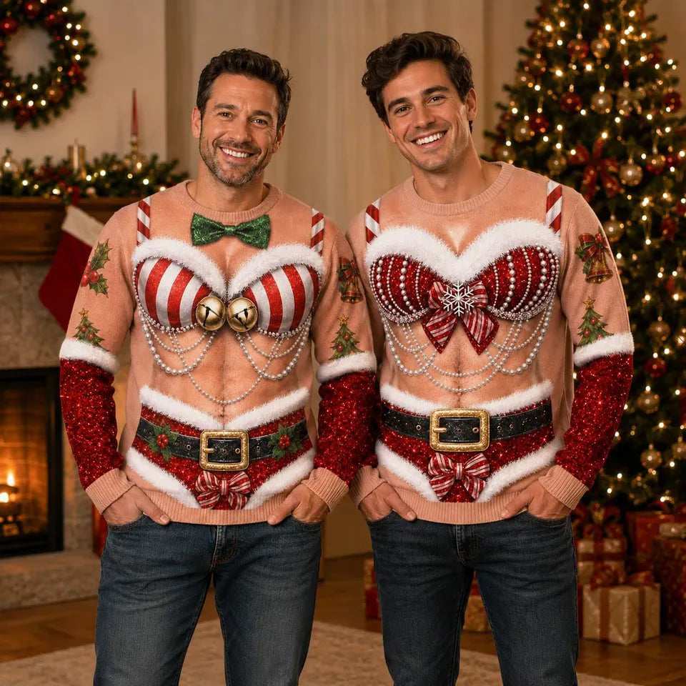 Personalized Funny 3D Chest Christmas Sweatshirt