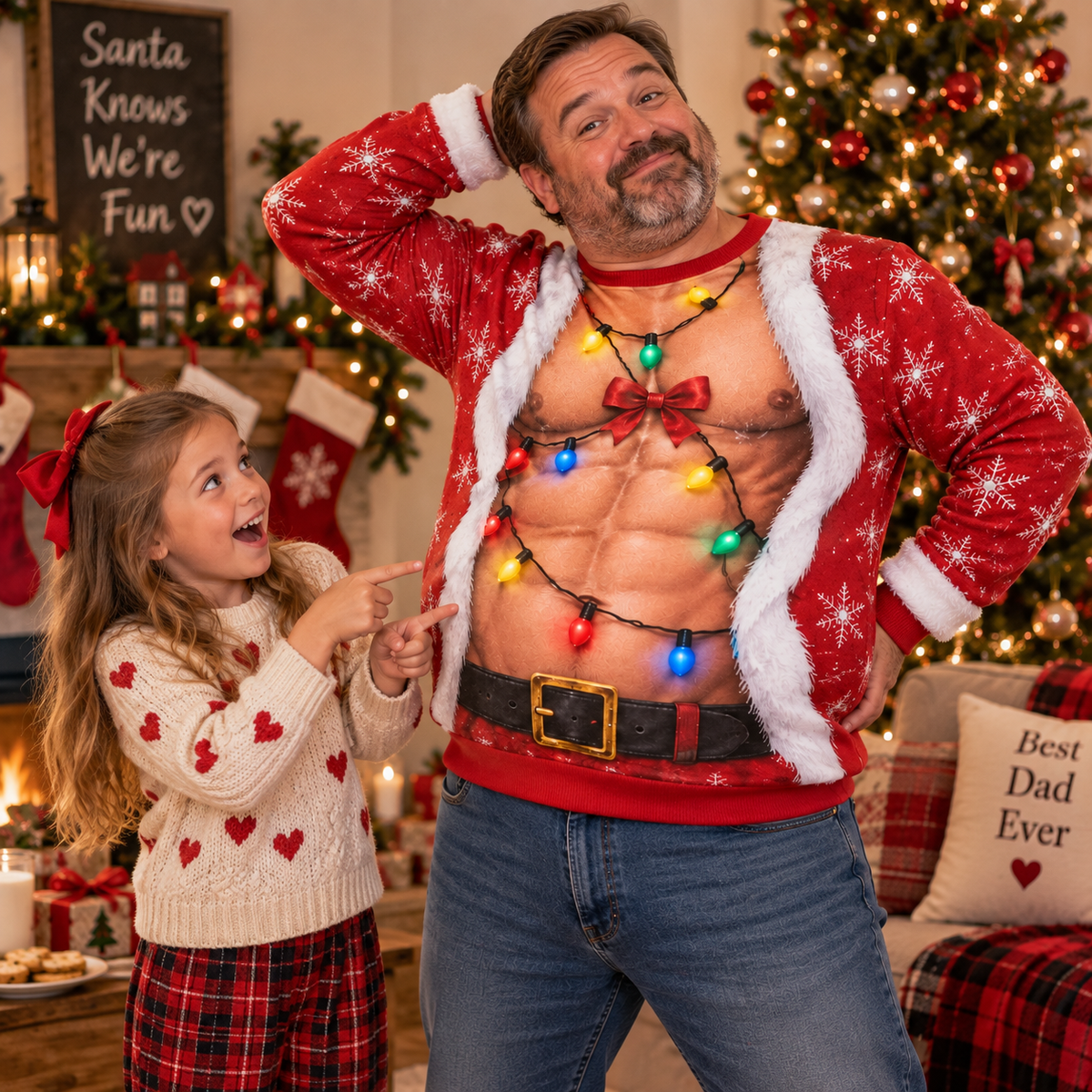 Beer Belly to Muscle Santa Christmas Sweatshirt