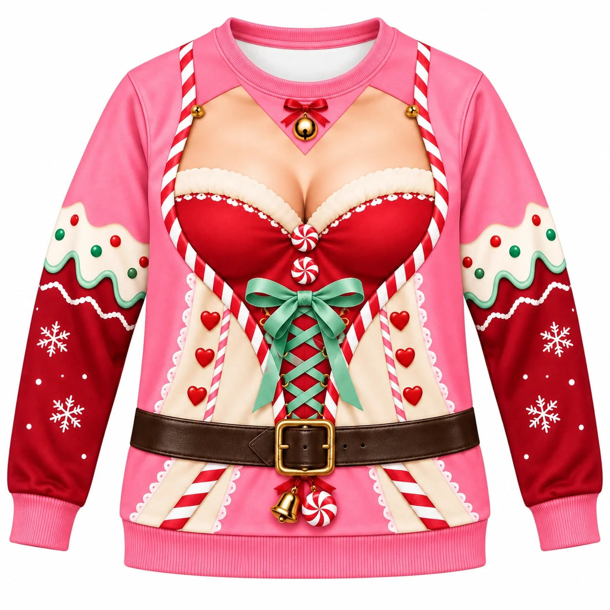 Women's Christmas Candy Girl 3D Printed Sweatshirt – Cute & Playful Holiday Pullover