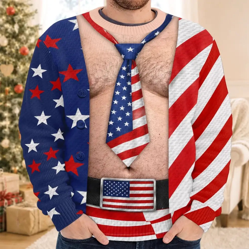 Funny Patriotic American Flag Christmas Gifts - Festive Sweatshirt