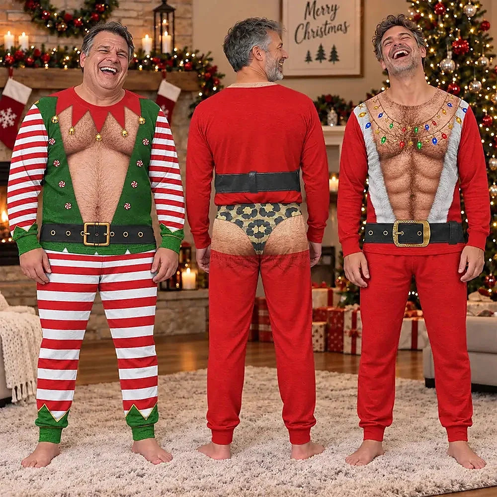 Funny Hairy Muscle Body Christmas Gift For Husband - Personalized Long Pajamas Set