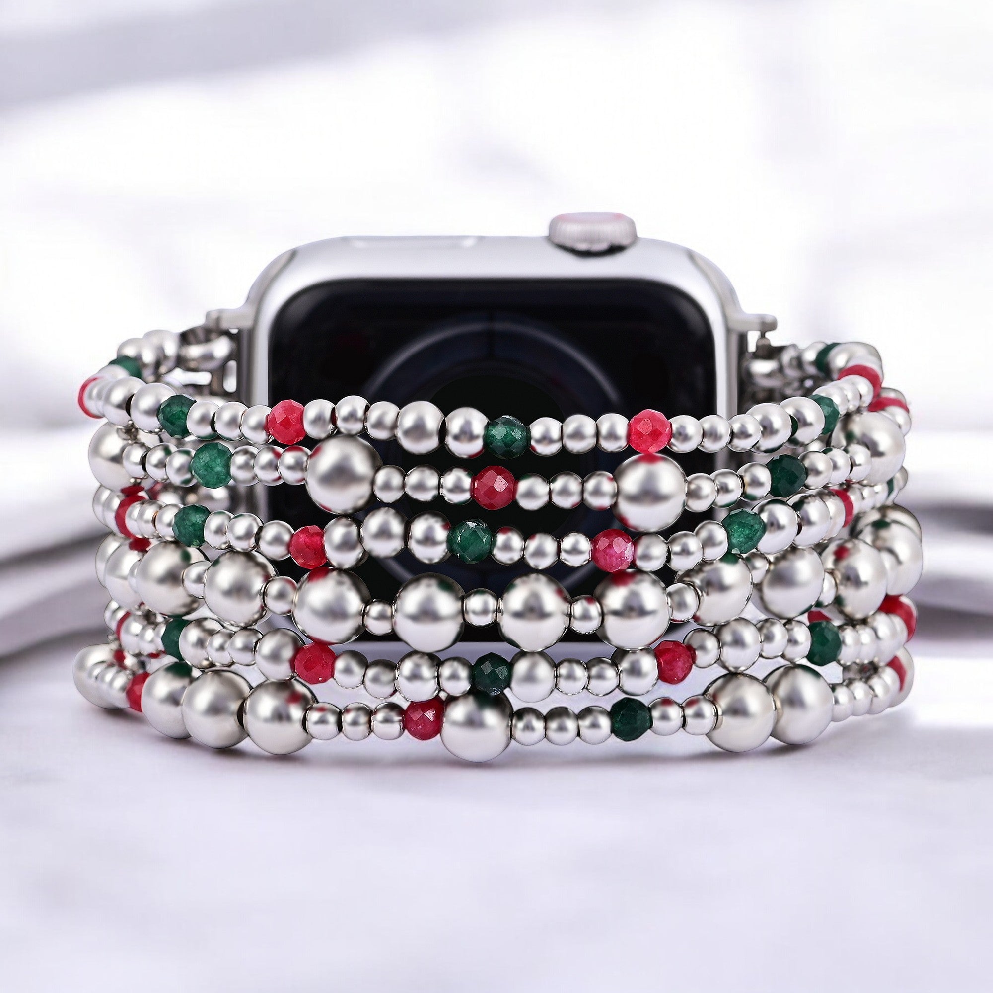 Christmas Silver Magic Stretch Apple Watch Strap