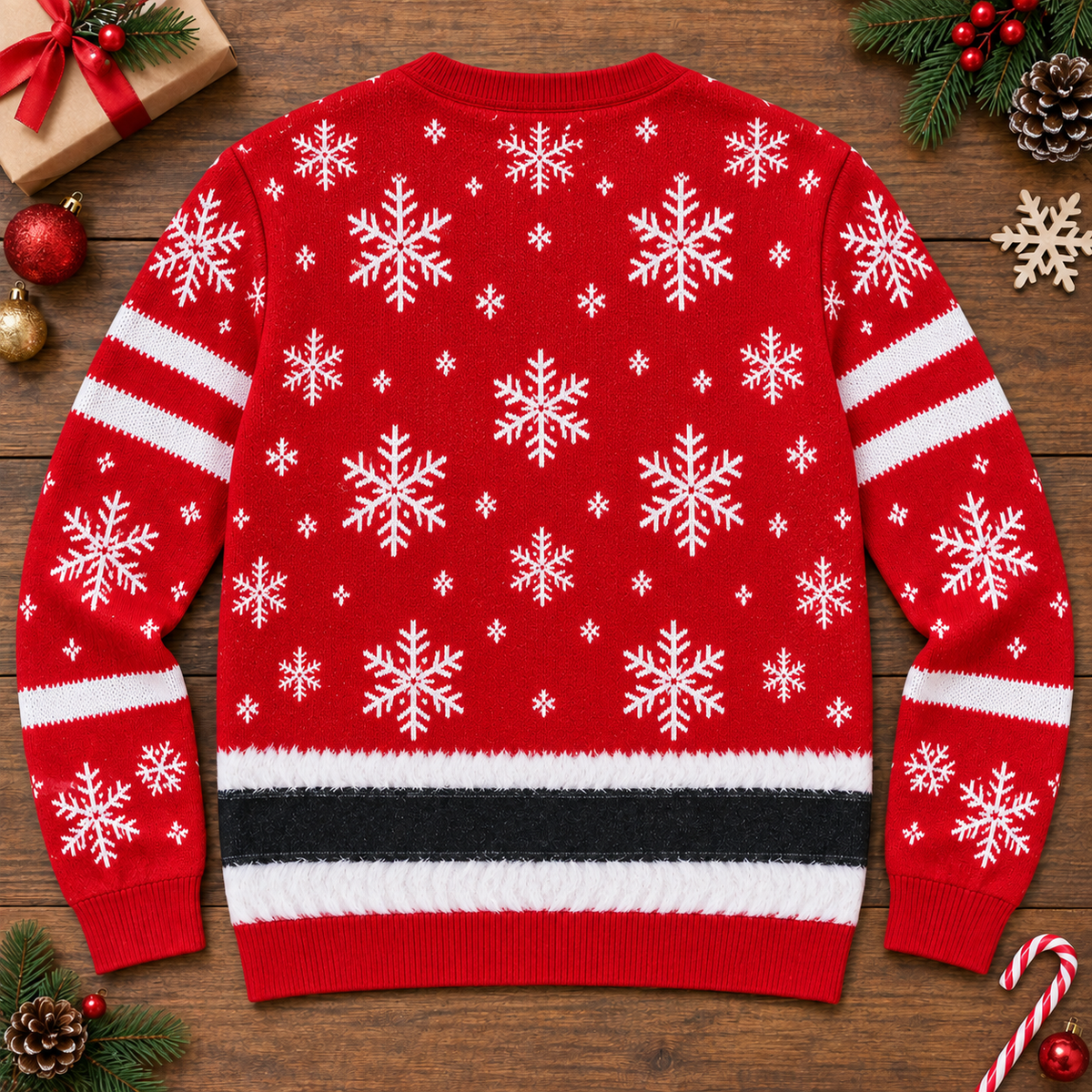 Custom Skin Tone Santa Hairy Chest Ugly Christmas Sweater – Funny Body Illusion Holiday Sweatshirt