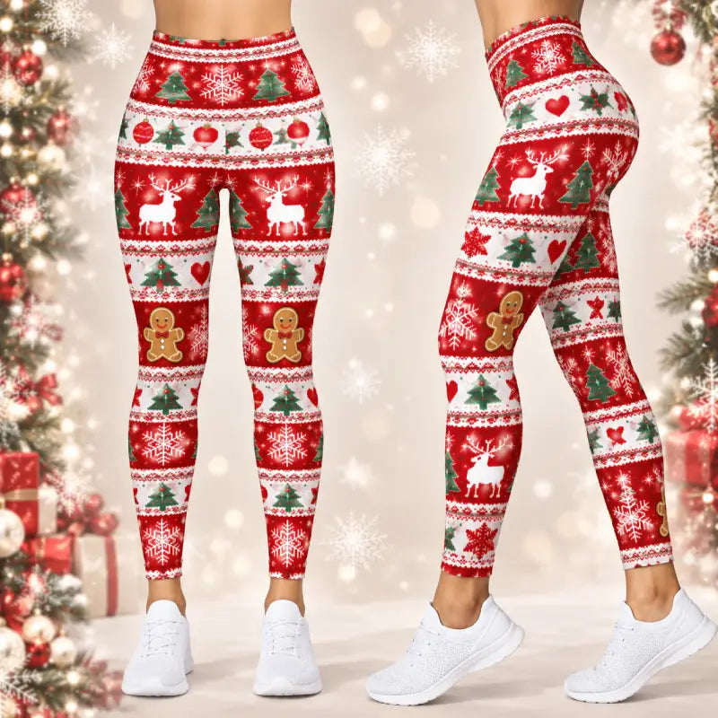 Sexy Christmas Santa Hoodie & Leggings Set – Custom Skin Tone Festive Digital Print