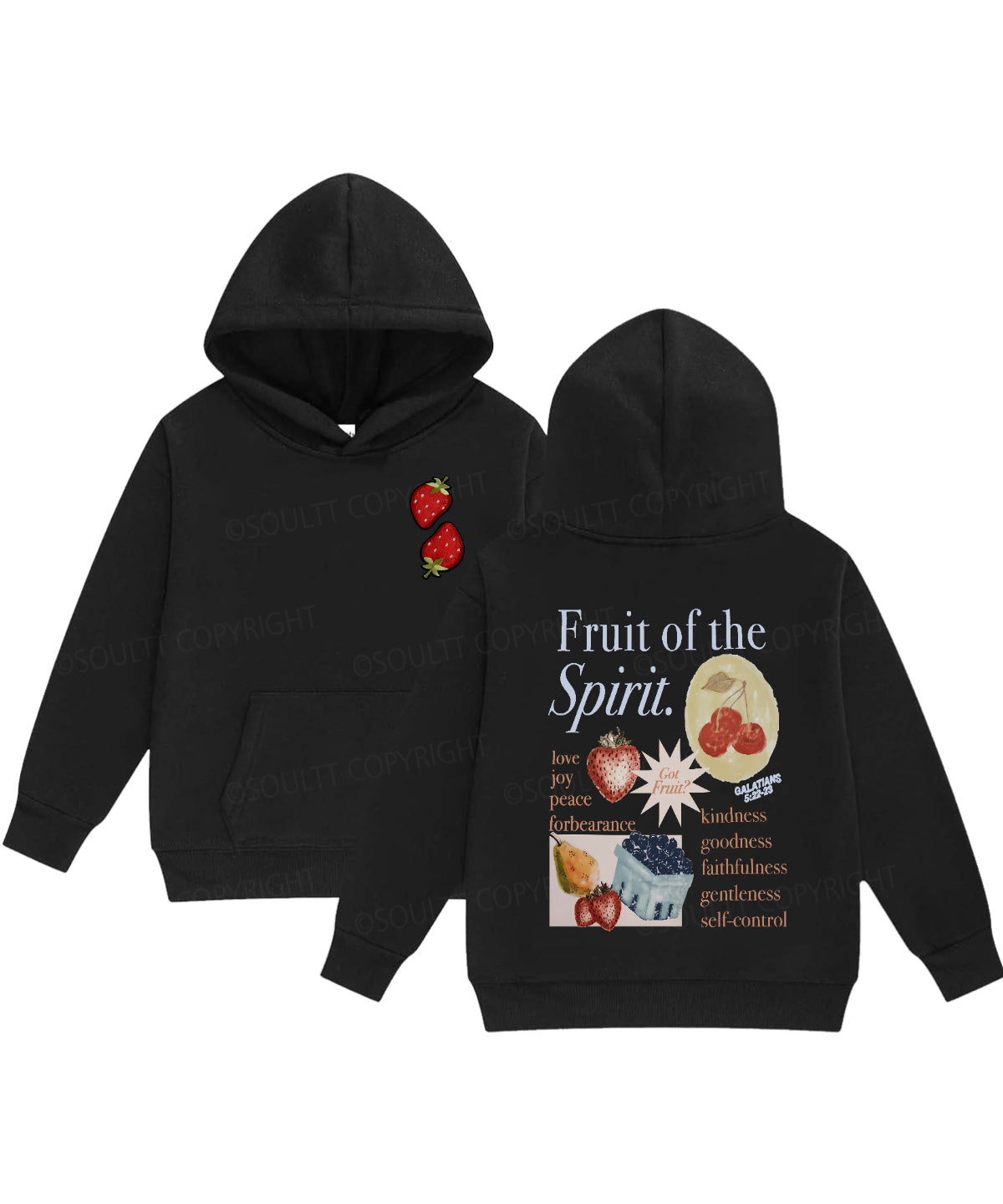 Kids Fruit Of The Spirit Double Sided Christian Hoodie