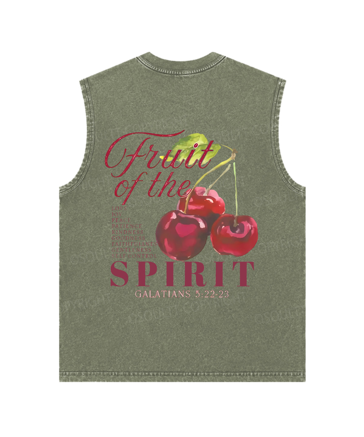 Fruit Of The Spirit Double Sided Unisex Washed Sleeveless Christian Tank Top