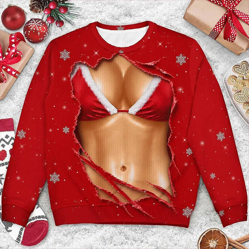 3D Funny Realistic Body Christmas Gift For Wife Girlfriend - Personalized Unisex Ugly Sweater
