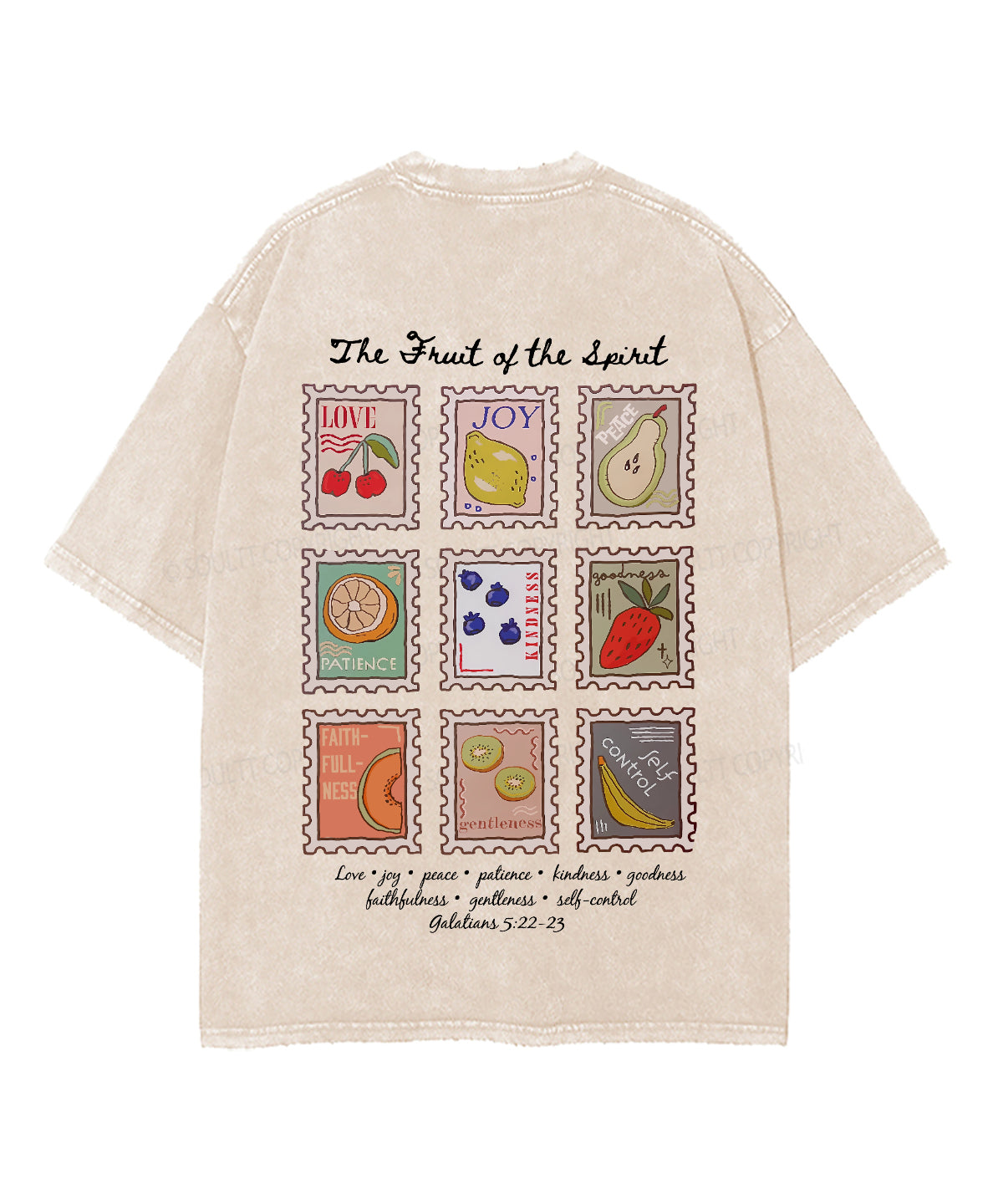Fruit Of The Spirit Double Sided Unisex Washed Christian T-shirt