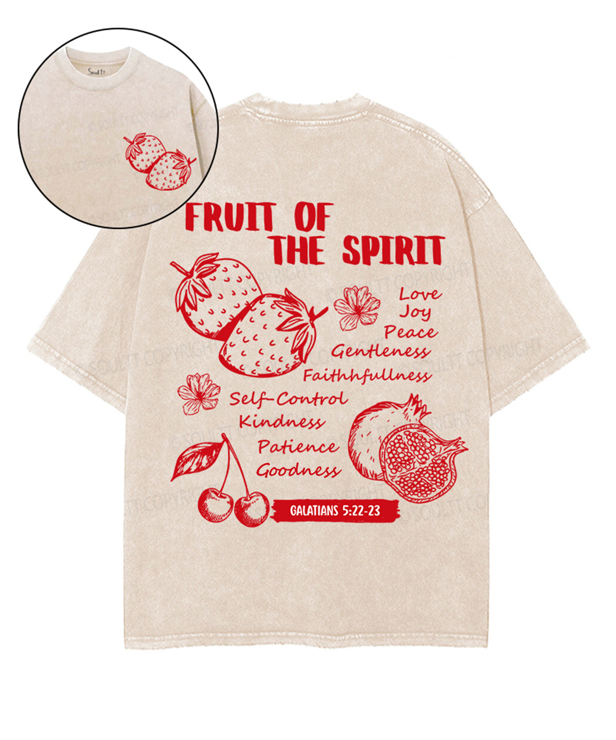 Fruit Of The Spirit Double Sided Unisex Washed Christian T-shirt
