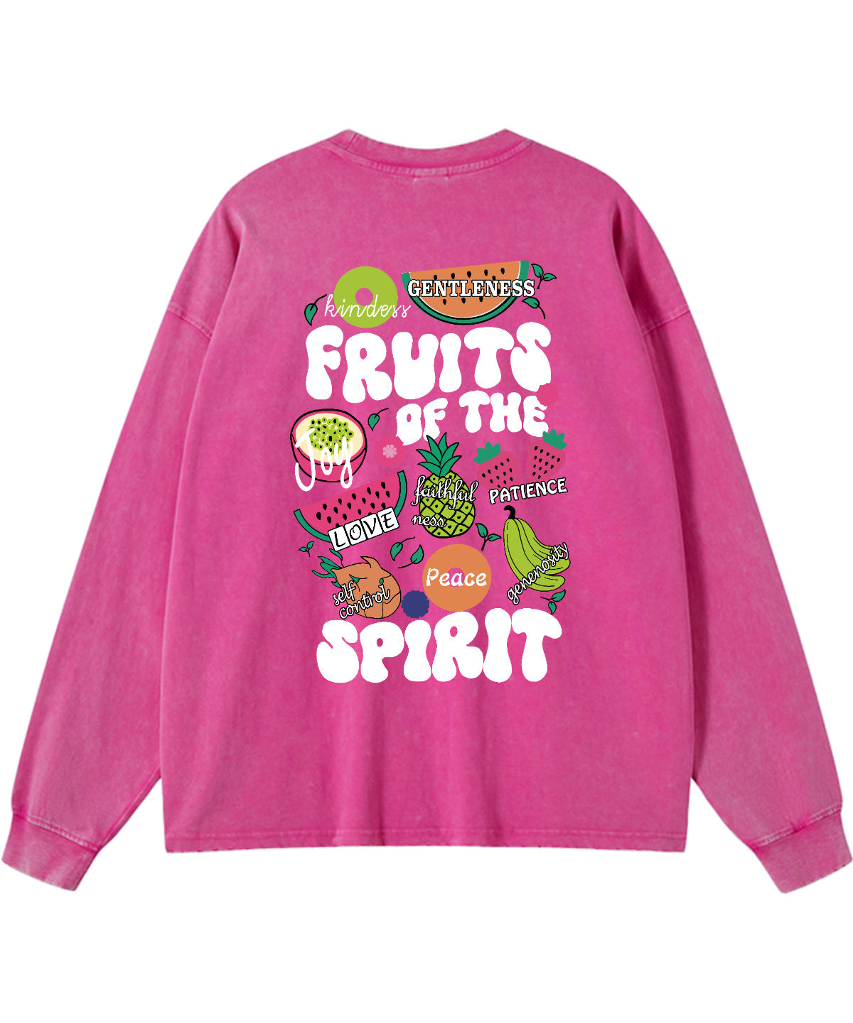 Fruit of the Spirit Washed Christian Long-sleeve T-shirt