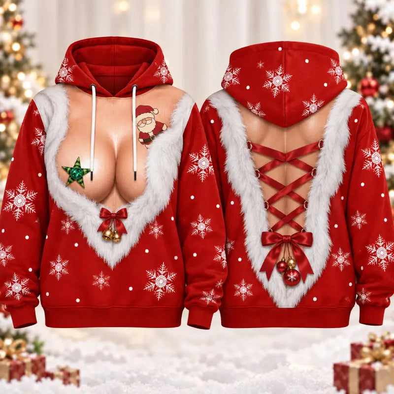 Sexy Santa Christmas Hoodie & Leggings Set – Custom Skin Tone Digital Print