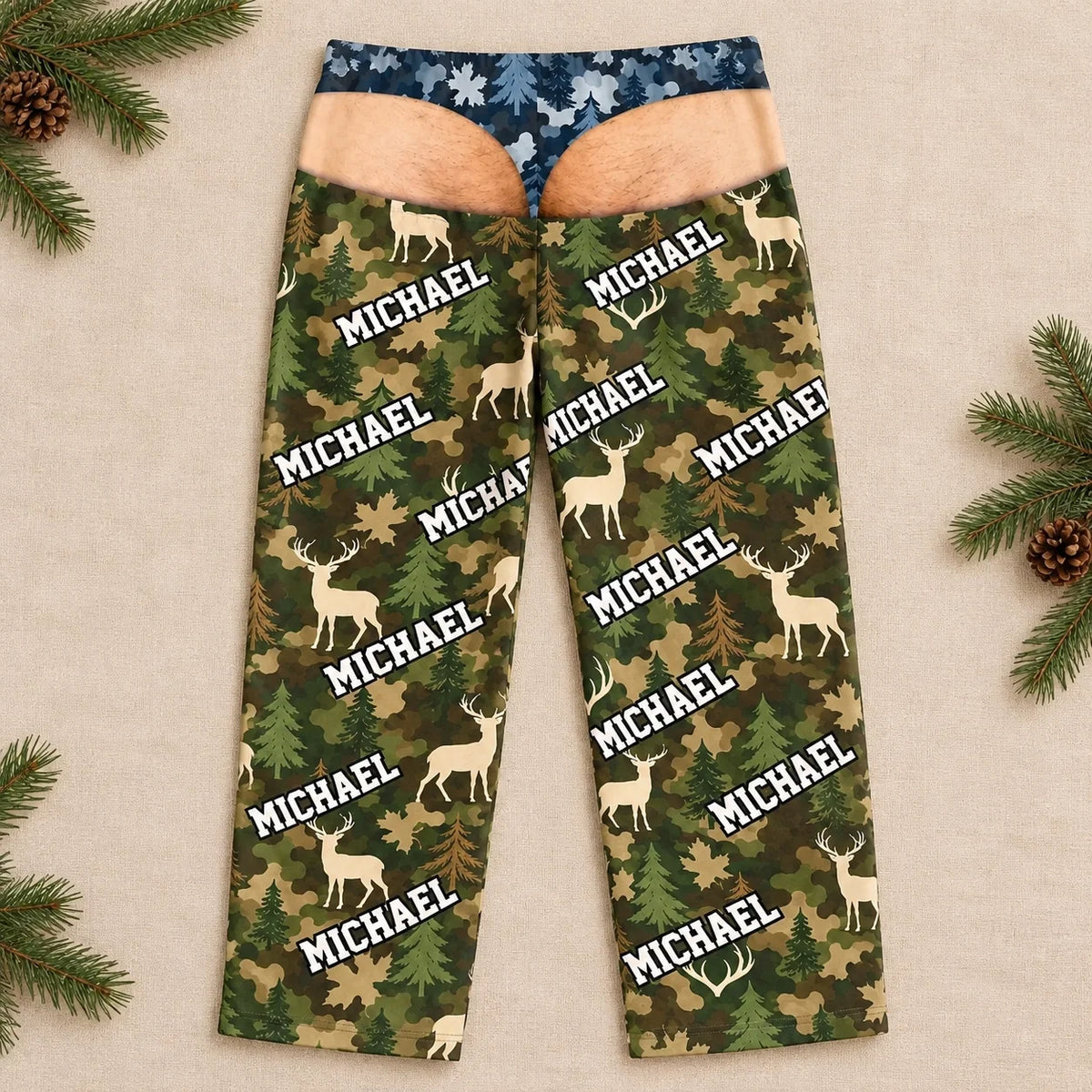 Custom Name Deer Camouflage Gifts for Men - Personalized Pajamas