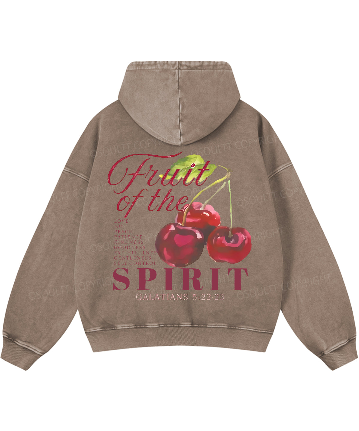 Fruit Of The Spirit Double Sided Washed Christian Hoodie