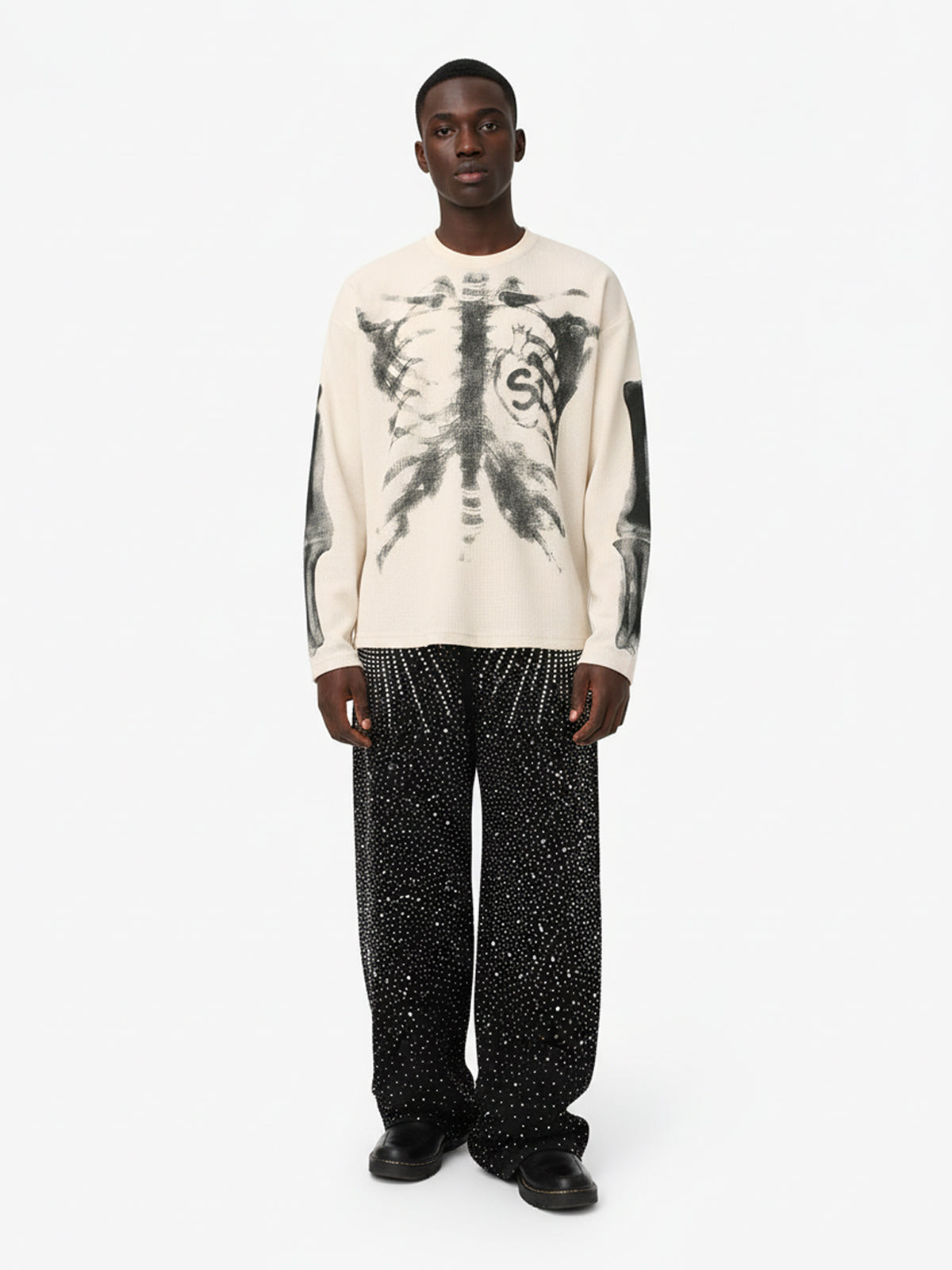 Skeleton Graphic Waffle Sweatshirt