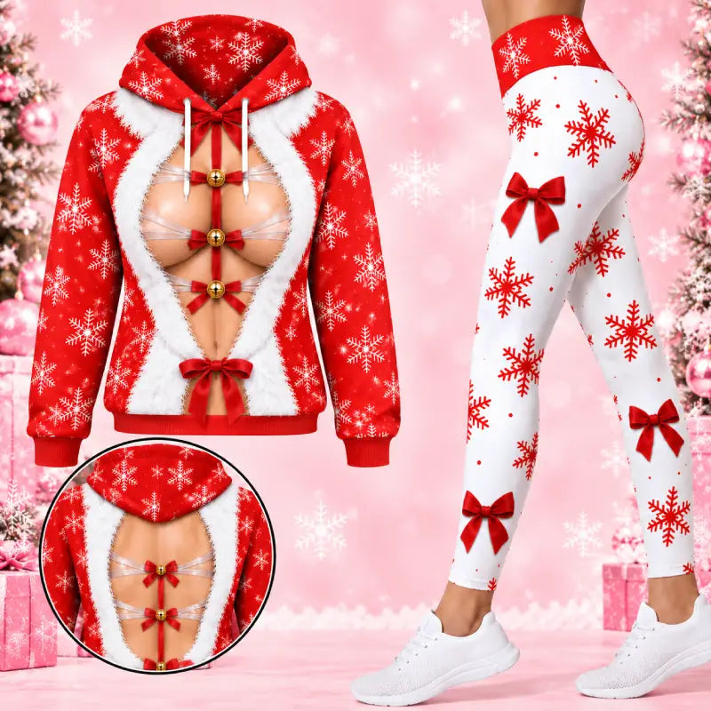 Festive Christmas Hoodie Set – Playful Santa-Inspired Digital Print Outfit