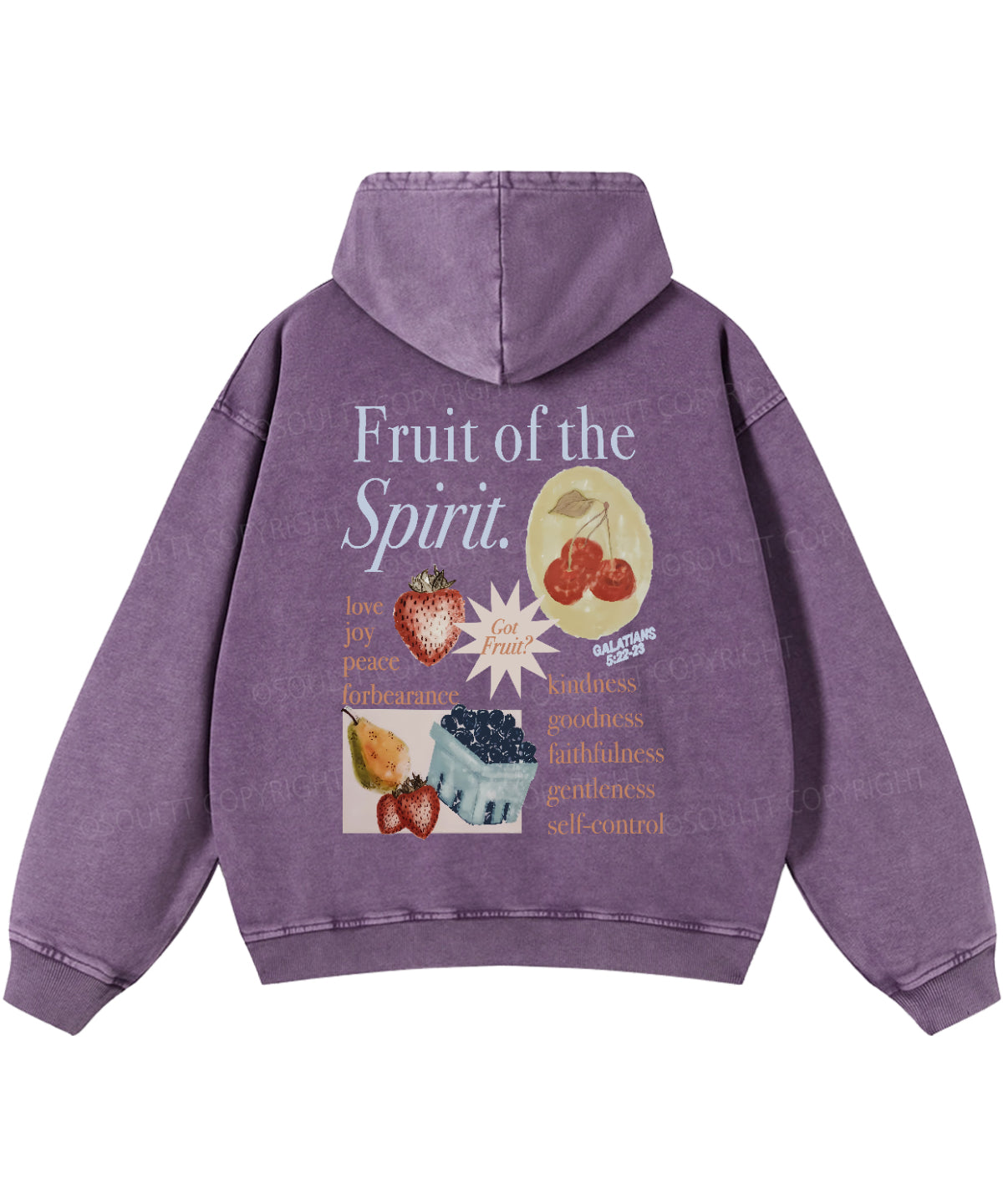 Fruit Of The Spirit Double Sided Washed Christian Hoodie