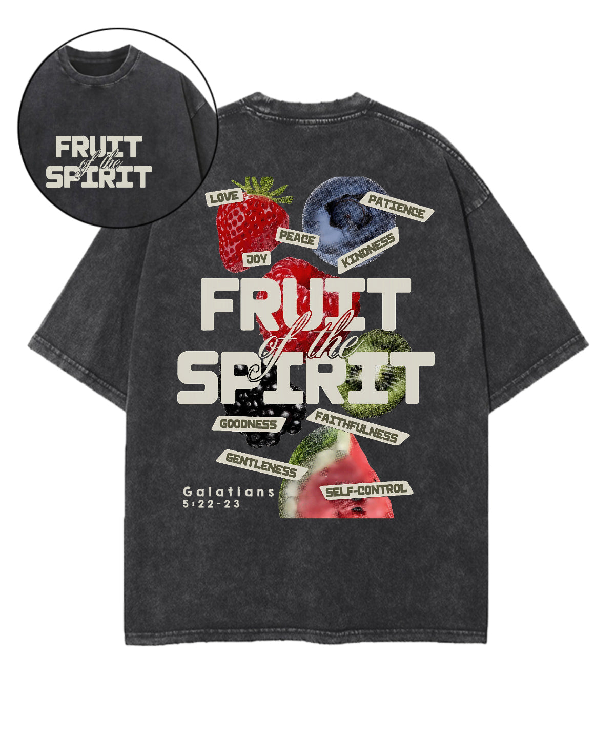 Fruit Of The Spirit Double Sided Unisex Washed Christian T-shirt