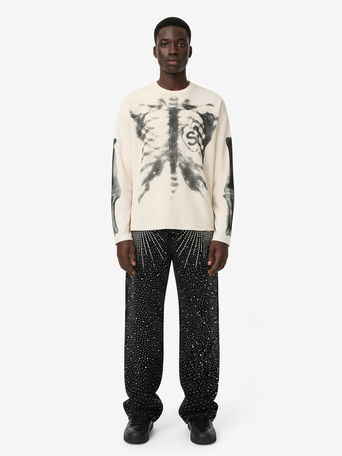Skeleton Graphic Waffle Sweatshirt