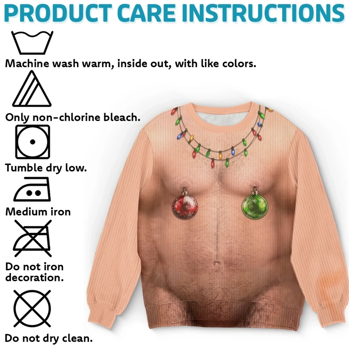 Funny Christmas Body Illusion Sweatshirt – Ornament Chest Design