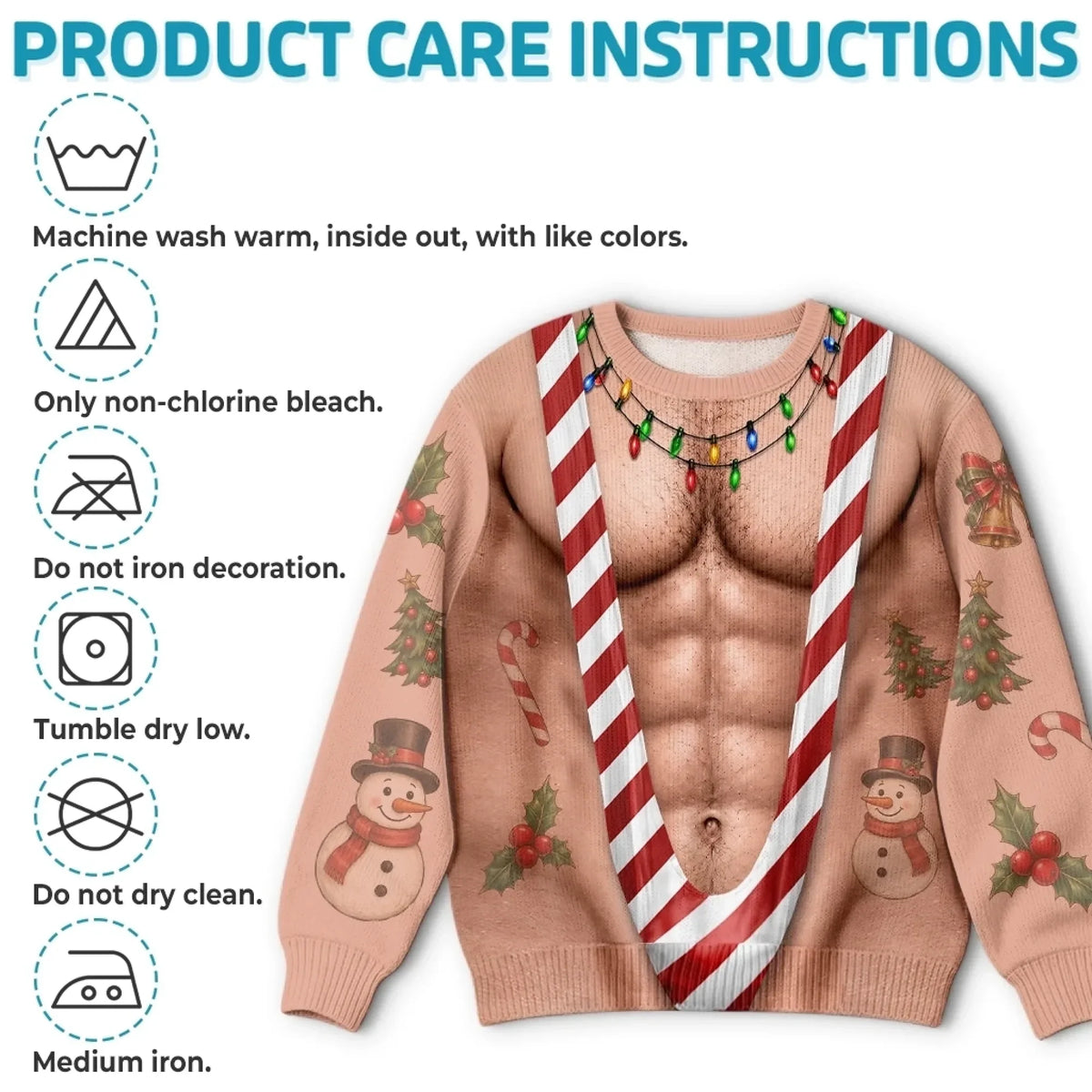 Personalized Funny Christmas Sweatshirt – Candy Cane Mankini