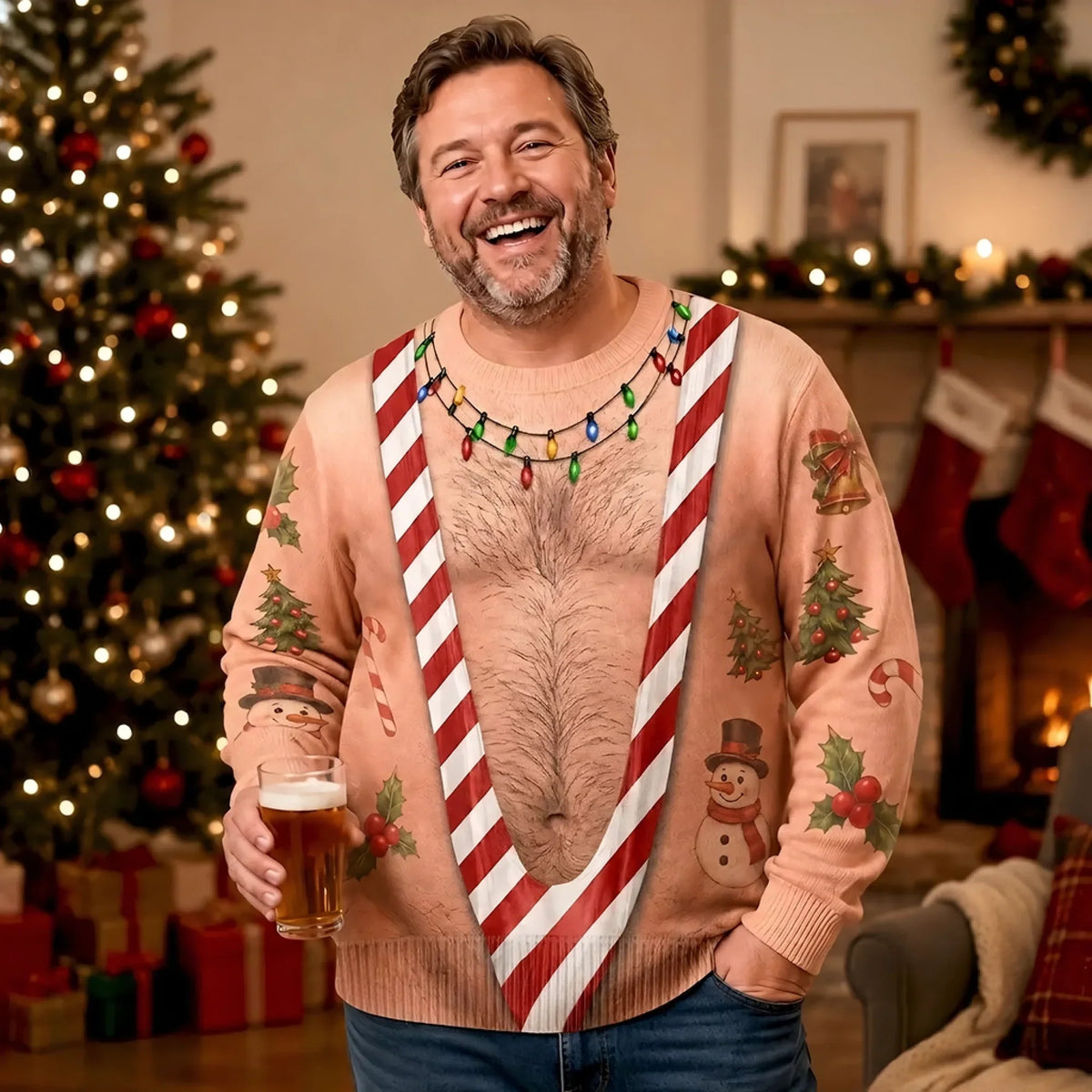 Personalized Funny Christmas Sweatshirt – Candy Cane Mankini