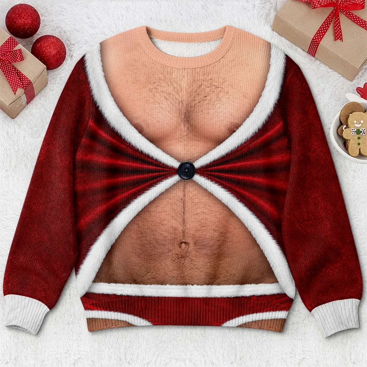 Personalized Funny Christmas Sweatshirt – Hanging On by a Thread