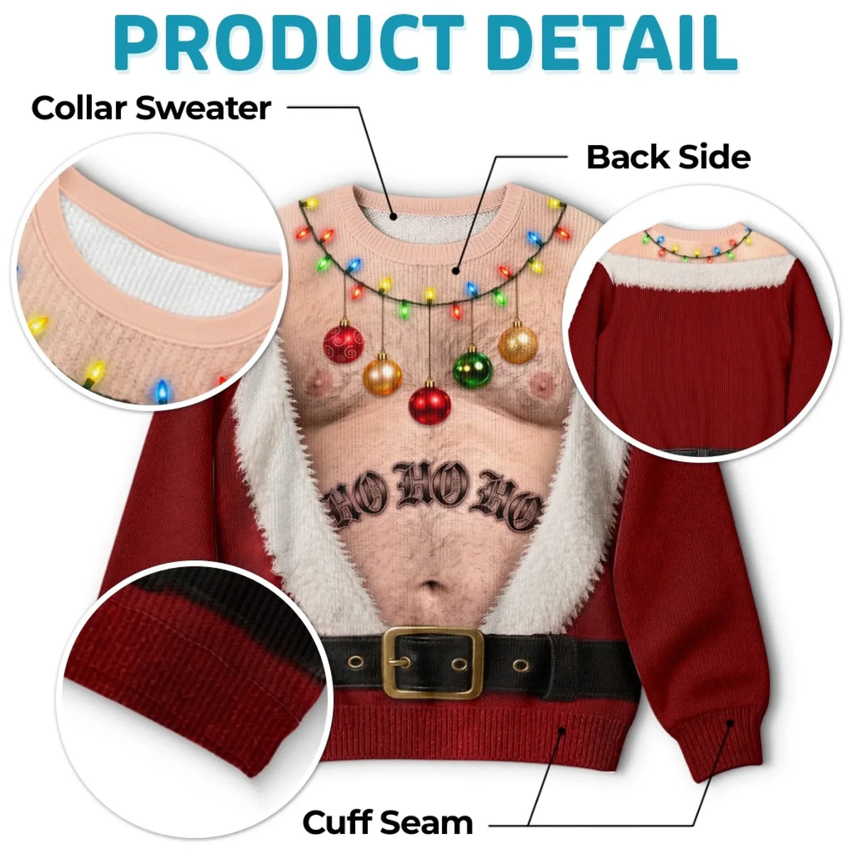 Funny Ho Ho Ho Christmas Ornament Print Sweatshirt – Men's Ugly Christmas Pullover