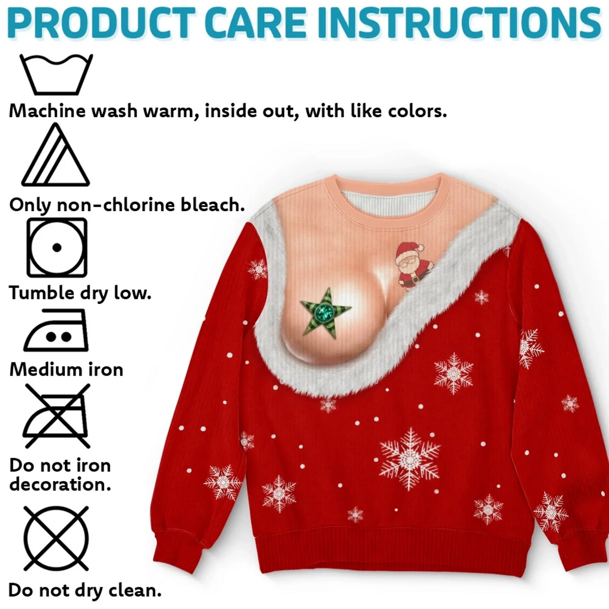 Funny Christmas Ugly Sweater – Realistic Shirtless Santa Belly Illusion Sweater for Men