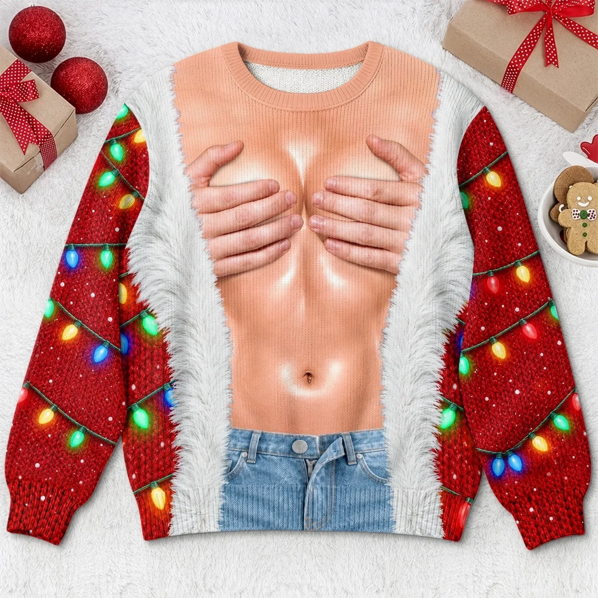 Custom Funny Couple Christmas Party Gifts - Personalized Ugly Sweatshirt