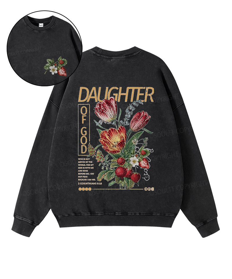 Daughter Of God Double Sided Washed Christian Sweatshirt