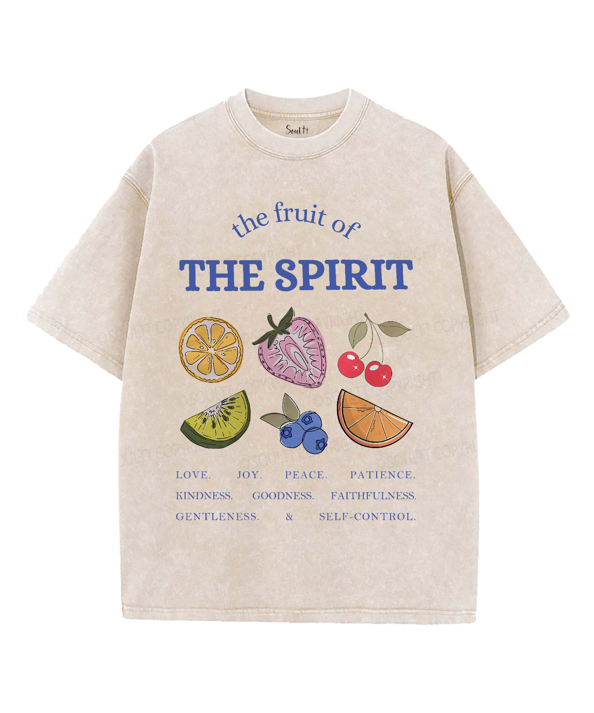 The Fruit Of The Spirit Single Sided Unisex Washed Christian T-shirt
