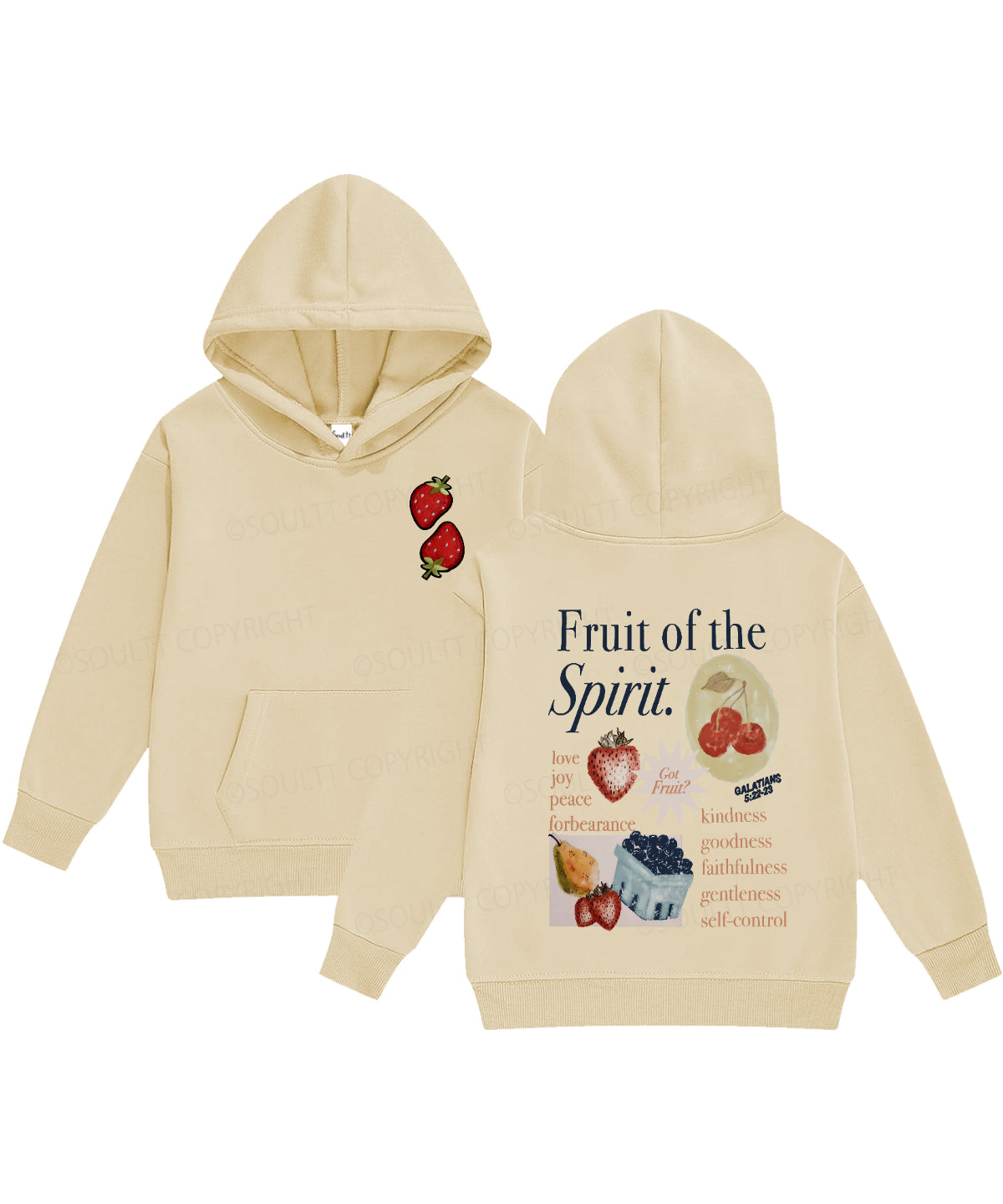 Kids Fruit Of The Spirit Double Sided Christian Hoodie