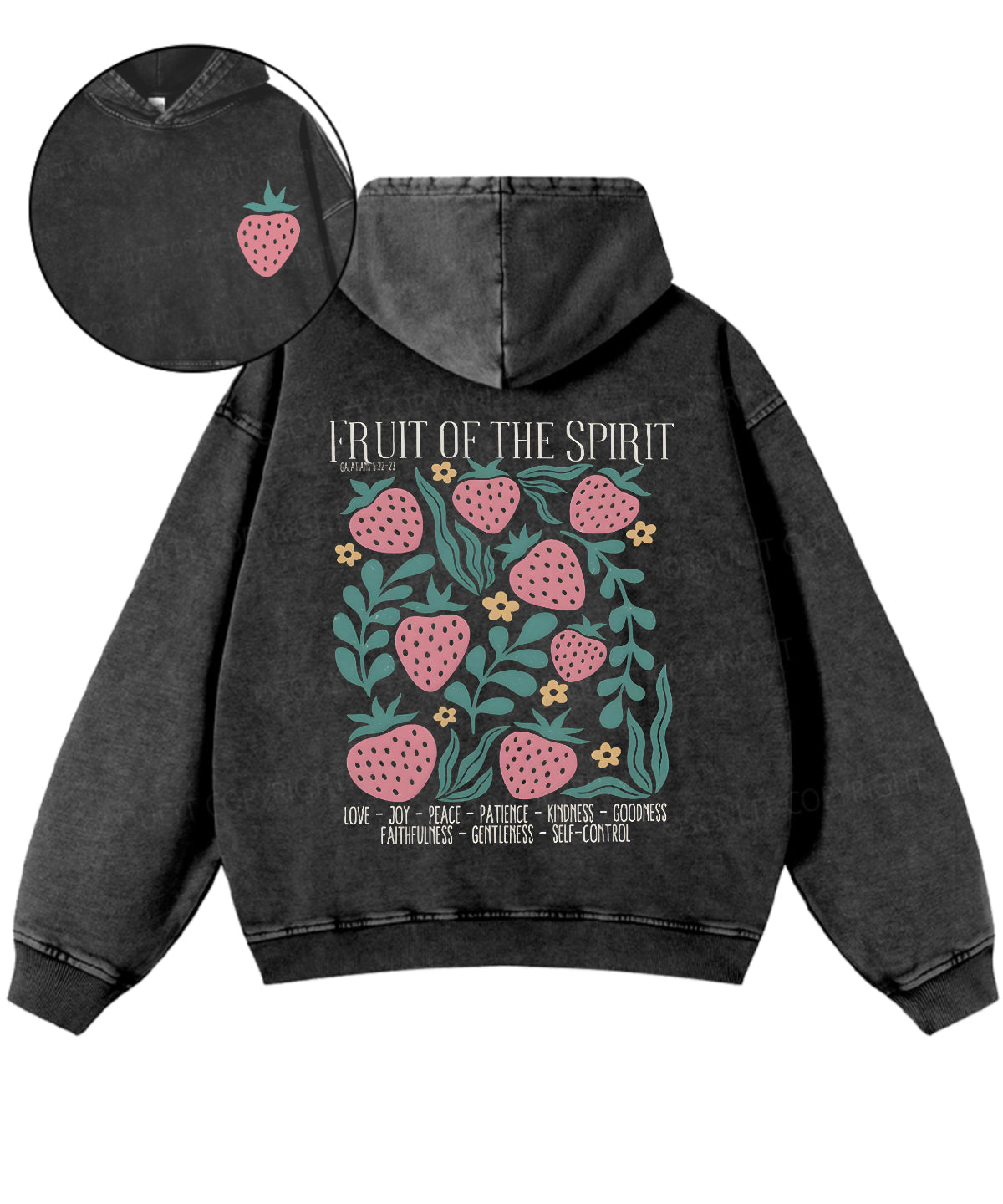 Fruit Of The Spirit Double Sided Washed Christian Hoodie
