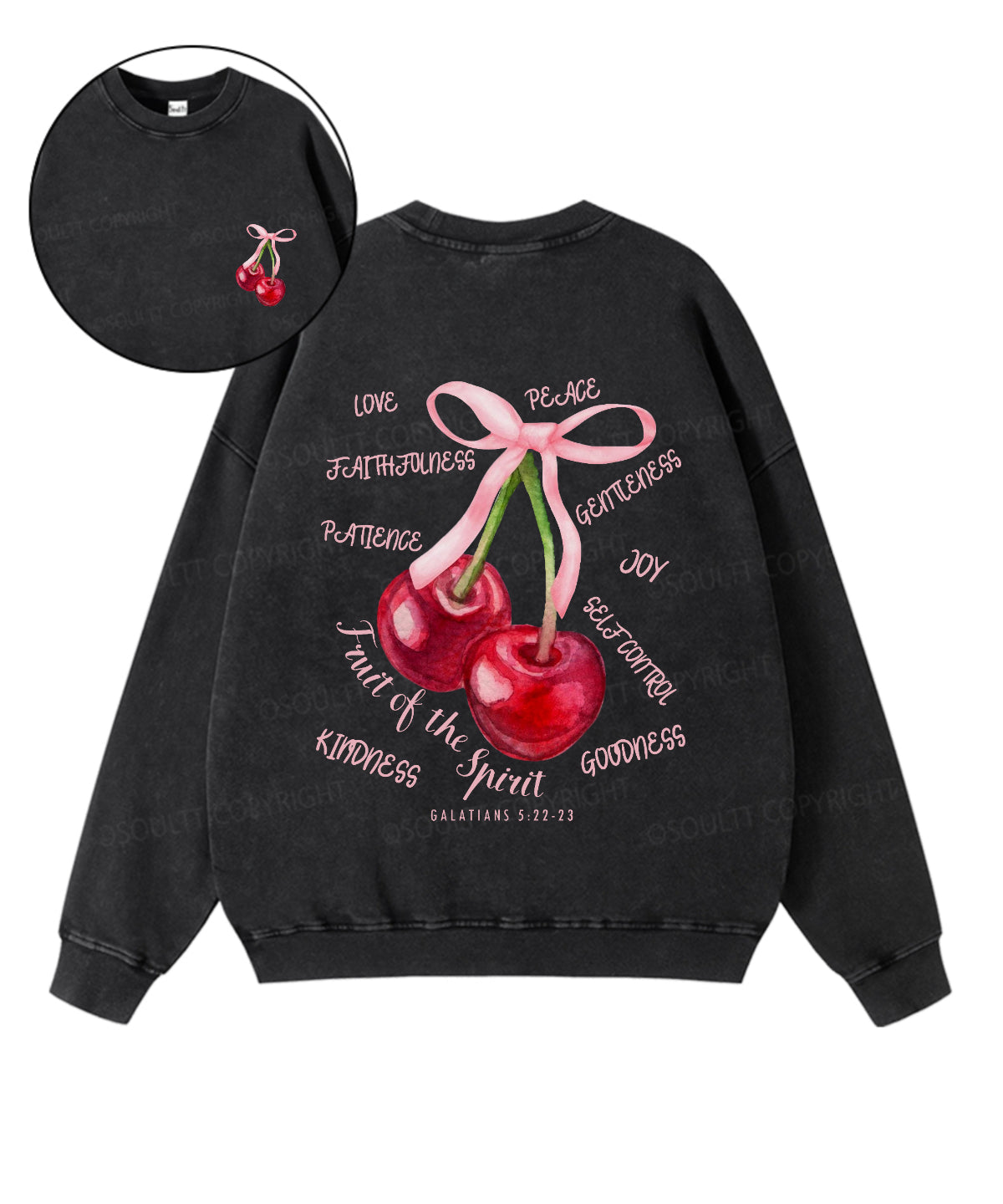 Fruit Of The Spirit Double Sided Washed Christian Sweatshirt