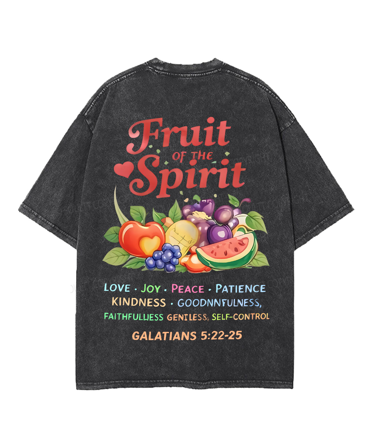Fruit Of The Spirit Double Sided Unisex Washed Christian T-shirt